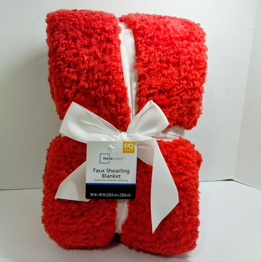 Mainstays Red Faux Shearling Blanket